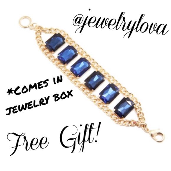 Sapphire Blue Glass Crystal & Rhinestone Bracelet