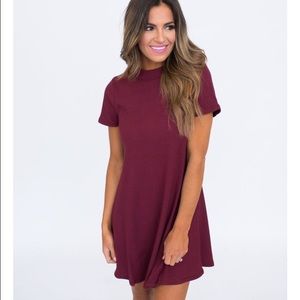 Mock neck dress burgundy