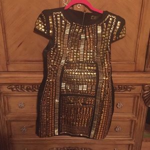 Metallic Gold Studded Dress