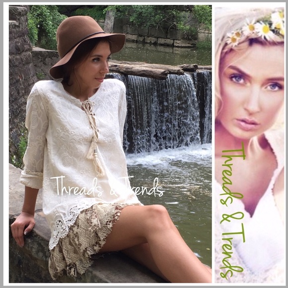 Embroidered Peasant Top Pastel - Picture 2 of 2