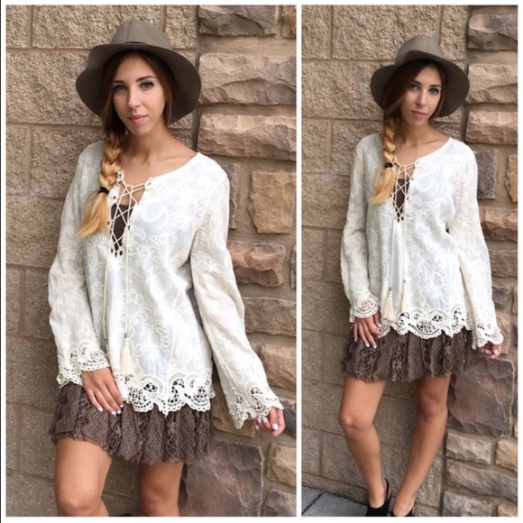 Threads & Trends Tops - Embroidered Peasant Top Pastel