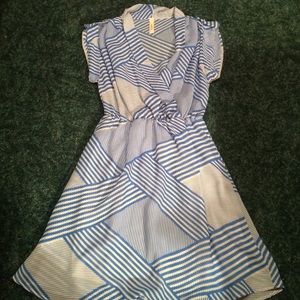 Blue and white dress