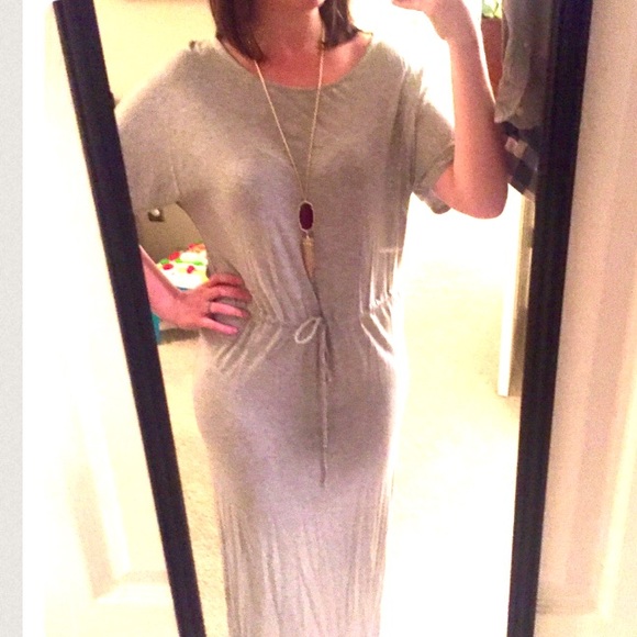 Gray Maxi Dress w drawstring waist