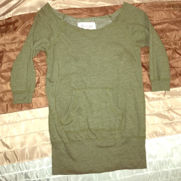 Off shoulder Forest green sweat shirt