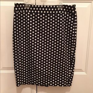 Loft Black & White Polka Dot Skirt- Size 8