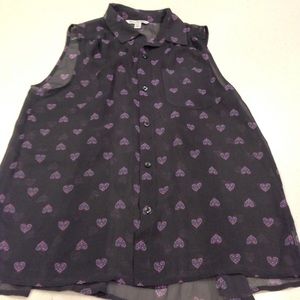 Sheer button down top