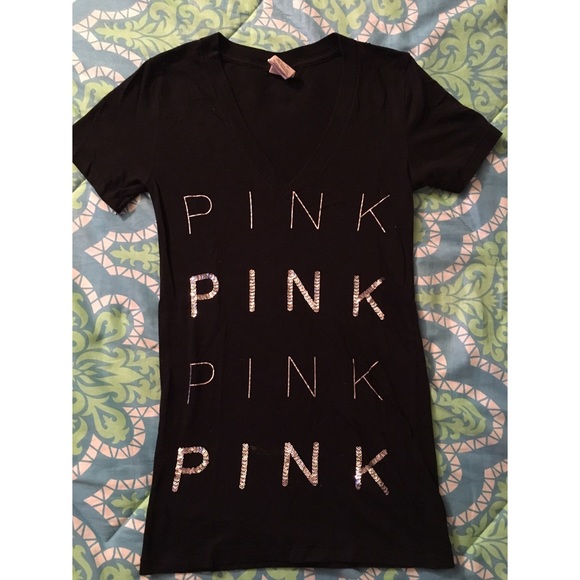 SOLD ON MERC VS Pink Sequined Black V-Neck