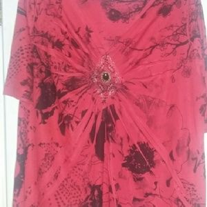 Red and black plus size top