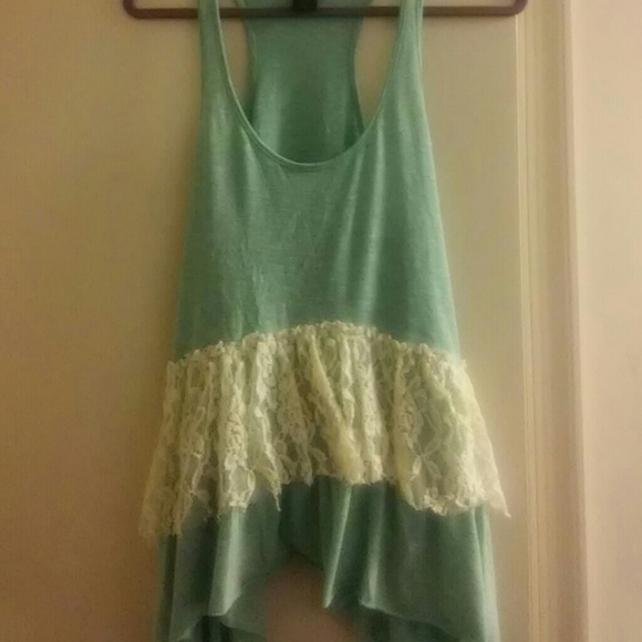 Deb Tops - Cute Ruffle Tank Top with Lace