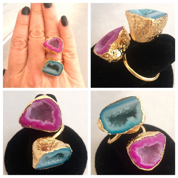NEW! 💜💙 Druzy Agate Geode Double Ring