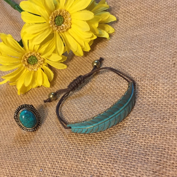 Rustic Turquoise Ring and Bracelet