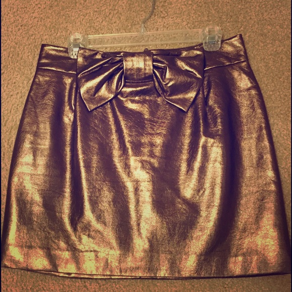 Rose gold/bronze skirt with bow faux leather