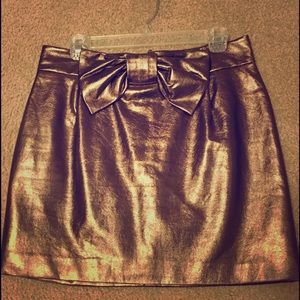 Rose gold/bronze skirt with bow faux leather