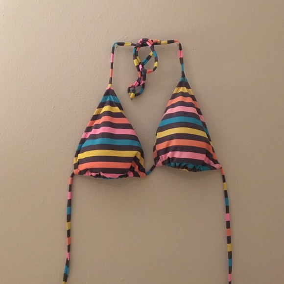 Striped string bikini top