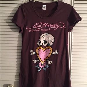 🍭Sweet Chocolate Brown Ed Hardy T-shirt💎