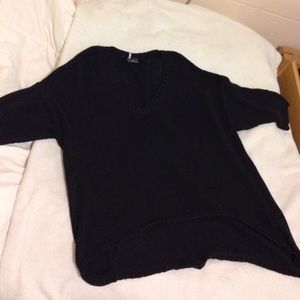 Black knit hi-low sweater top