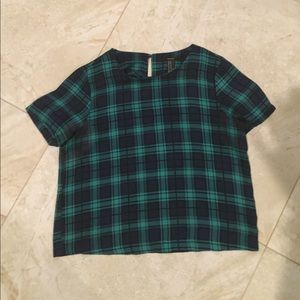 Green and Navy plaid Crop Too