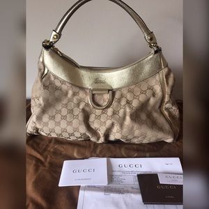 Gucci D Gold Large Hobo w/ Single Non-Adjus Strape
