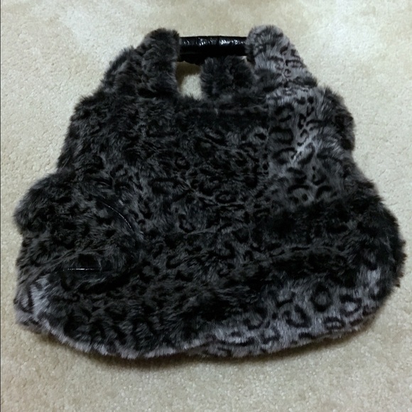 Grey animal print furry purse~ Yes, furry! 😊