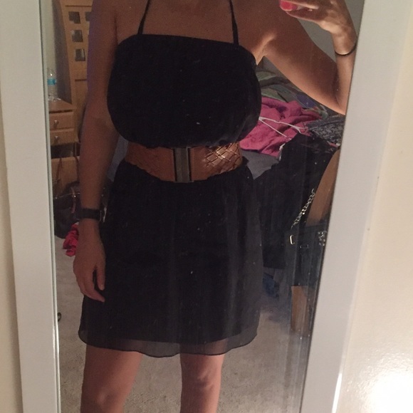 Flowy black Dress with Removable straps