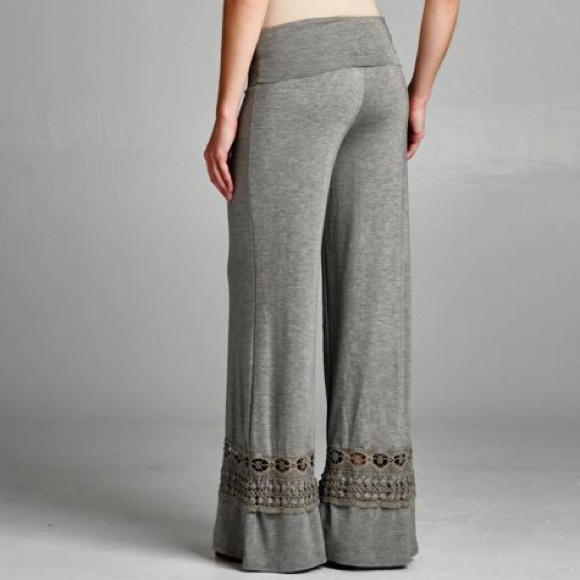 • Beautiful Crochet Trim Palazzo Pants - Picture 3 of 4