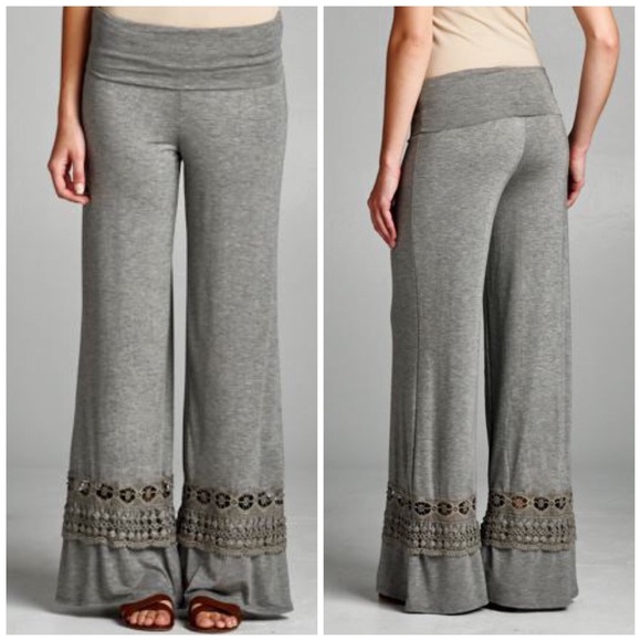 • Beautiful Crochet Trim Palazzo Pants - Picture 2 of 4