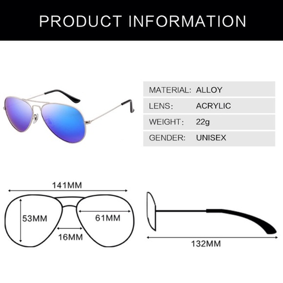 Blue Aviator Sunglasses - Picture 3 of 4