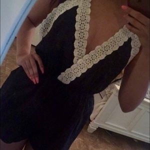 Backless Romper with Crochet Trim