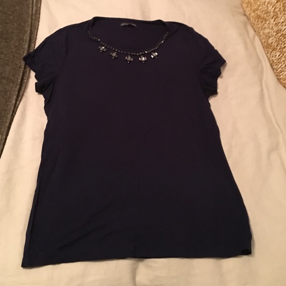 Dark blue shirt with jeweled collar