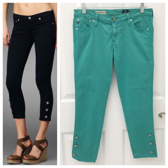 AG Adriano Goldschmied Marine Button Crop Skinny