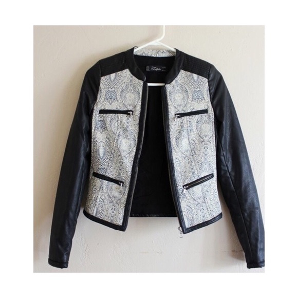 Zara Jackets & Blazers - Zara Faux Leather & Lace Jacket