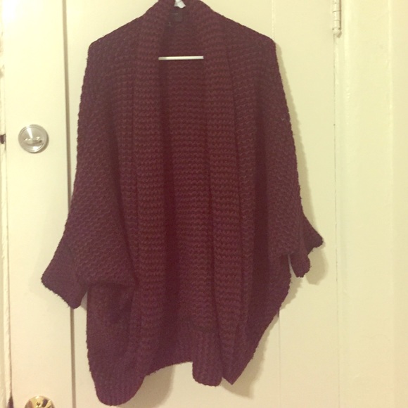 Maroon Bell Sleeve Cardigan