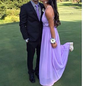 Purple/lavender open back prom dress