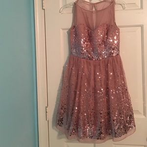 Sequined pink semi formal dress