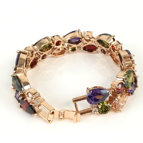 18k Rose Gold Plated Zircon Crystal Bracelet - Picture 2 of 4