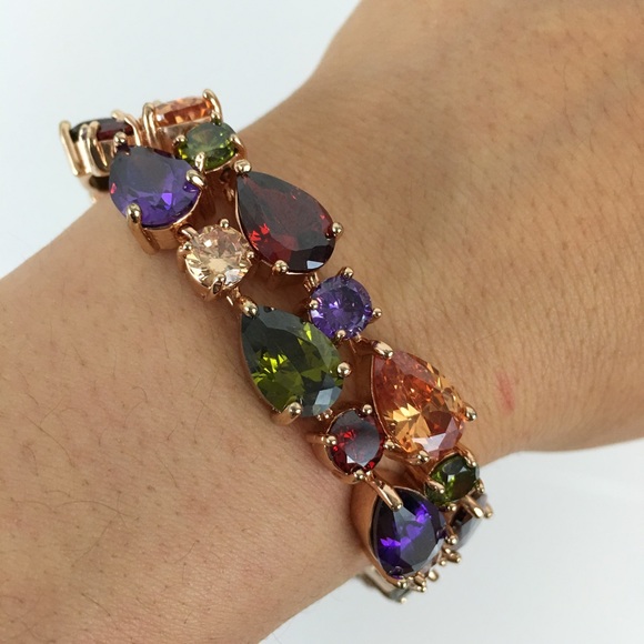 18k Rose Gold Plated Zircon Crystal Bracelet - Picture 4 of 4