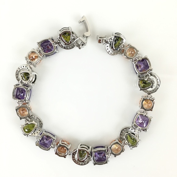 18k White Gold Plated Crystal Zircon Bracelet - Picture 2 of 3