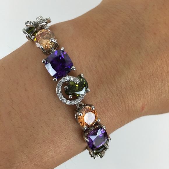 18k White Gold Plated Crystal Zircon Bracelet - Picture 3 of 3