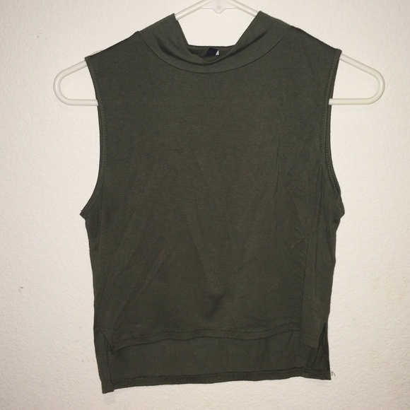 Olive sleeveless crop top