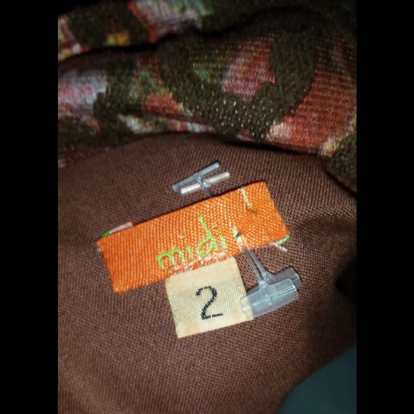 Midi Crop Embroidered Floral Paisley Design Short Sleeve Tan Colorful Sz Small - Picture 3 of 4