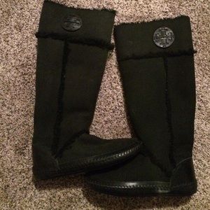 Tory Burch black shearling boots