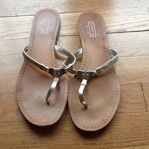 Coach gold flip flop