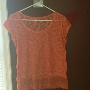 Orange dress shirt with lace