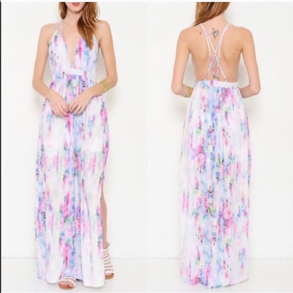 The CARABELLE water color print maxi dress