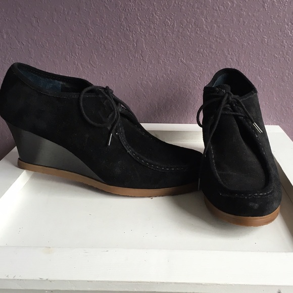 Lauren Ralph Lauren Black Suede Wedge Heel Booties