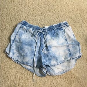 Made to look like denim flowy shorts