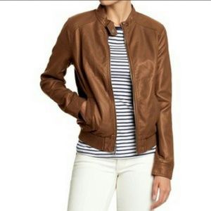 Old Navy Cognac brown pleather jacket