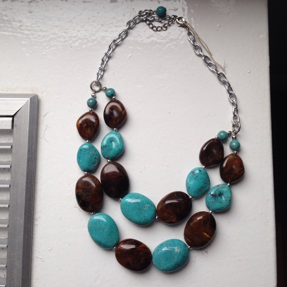 Necklace with turquoise and brown stones