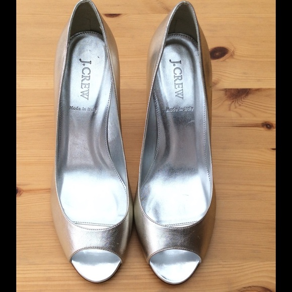 J.Crew platinum Peep Toe Pumps 8.5