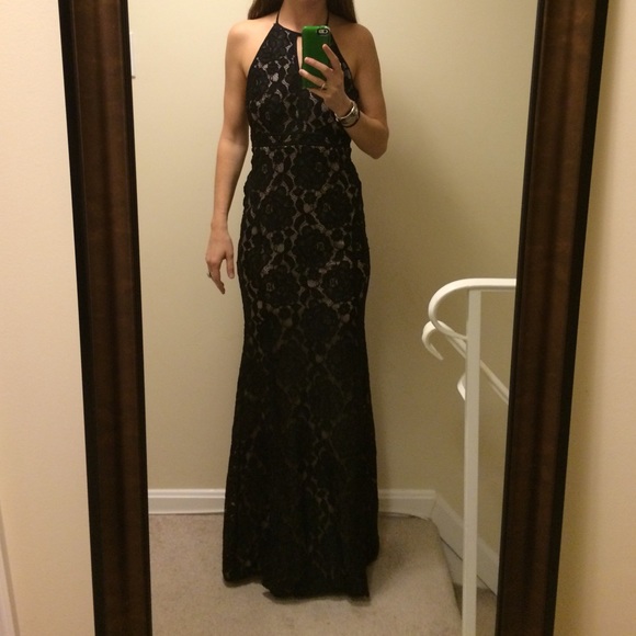 Lulu's long black lace dress! Size S